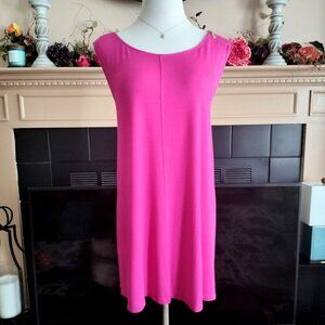 Ellen Tracy Sleeveless A-Line Knit Tunic Top Plus 3X Cerise Pink Zipper Detail